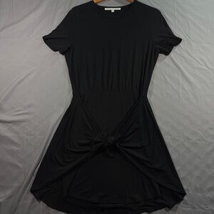 Veronica Beard T-Shirt Dress Womens Medium Black Tie Front Short Sleeve Jersey